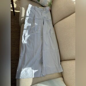 J. Crew Blue and White Striped wide-leg Trousers